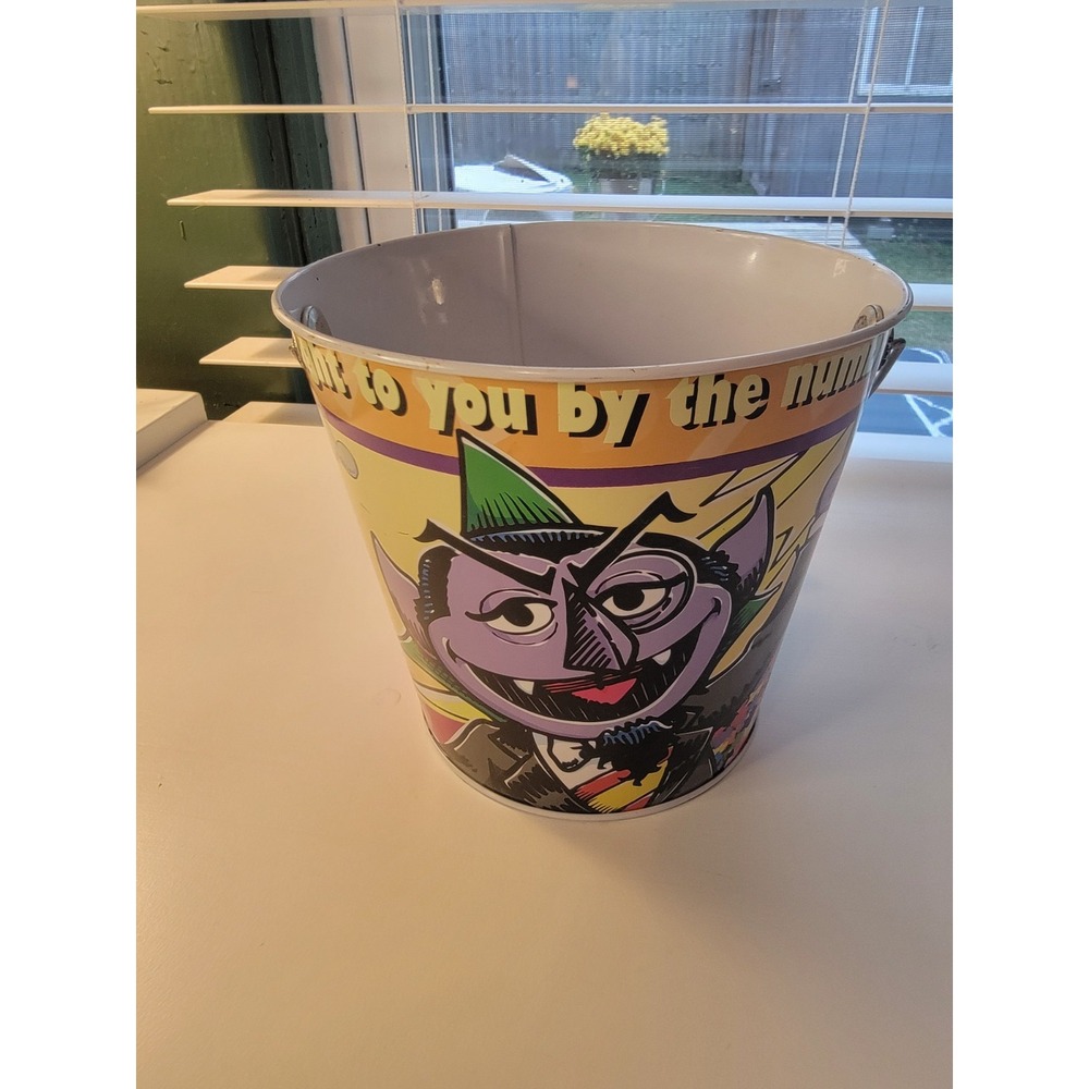 Vintage Sesame Street Count Von Count Tin Bucket 2004